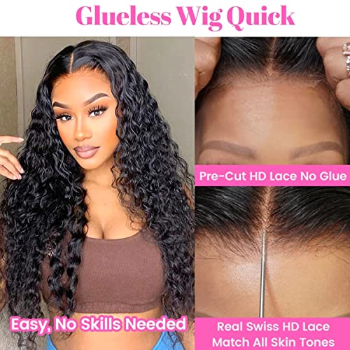 Image of ISEE Water Wave Lace Front Wig Human Hair Wear Go Glueless Wig 20 Inch