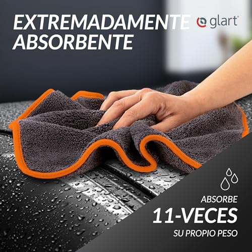 Glart 443TPO Set de 3 Toallas de Microfibra - 600 GSM - 40x40 cm - Toallas de Pulido para Auto, Secado & Cuidado - Ultra Suaves, sin Pelusa & Absorbentes - Para Cuidado de Auto, Moto, Barco & Hogar - imagen 3