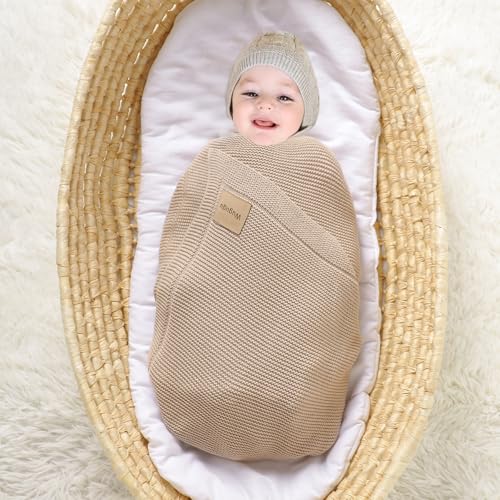 Image of Baby Blanket 30 x 40 Inch Soft Knit for Boys & Girls Cotton Nursery Swaddling Blankets Toddler Knitted Crochet Receiving Crib