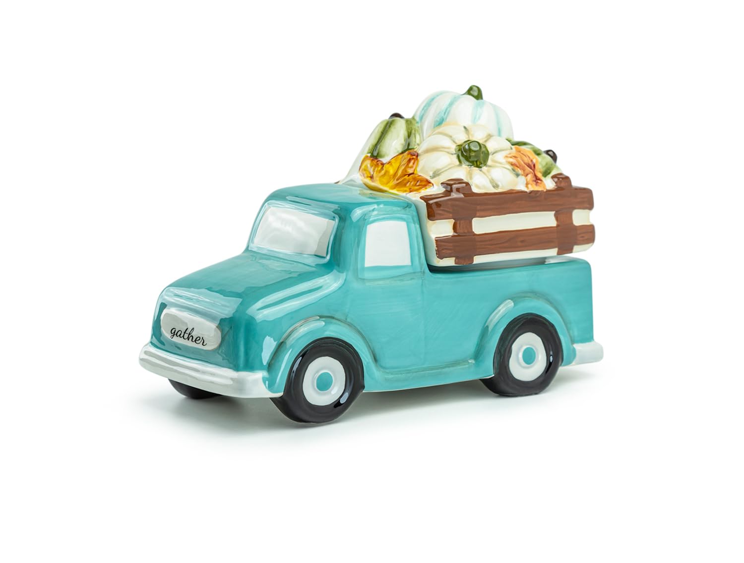 Gracie China Shop Fall Pumpkin Harvest Mint Green Truck Cookie Jar with Silicone Seal