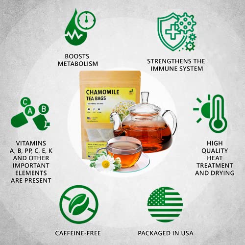 Teadeam Tea Chamomile Tea Bags | Caffeine-Free & Sleep Time Tea | Chamomile Flowers Aroma - For Relieving Stress | Brew Hot Or Iced | 100 Tea Bags #TOP2