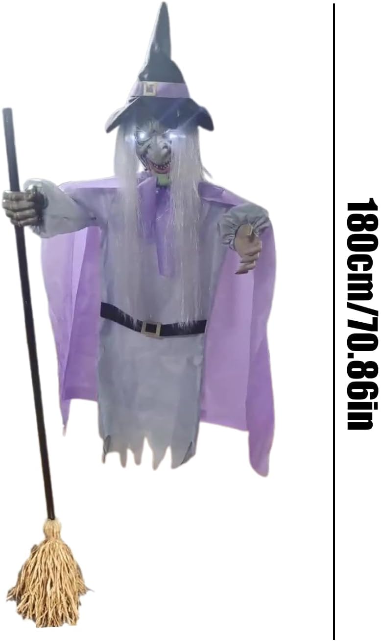 ホバリングウィッチプロップ - お祝いのサウンドタッチセンサーの装飾、アニメーションパティオガーデンの装飾、アクティビティパーティー