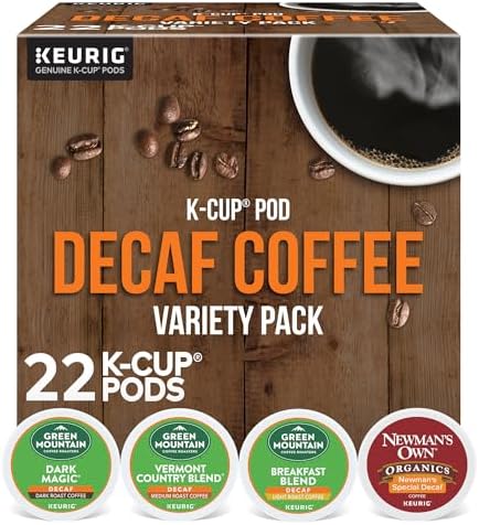 Keurig Green Mountain Coffee Roasters Decaf Coffee Variety Pack, Single-Serve K-Cup Pods, 22 Count