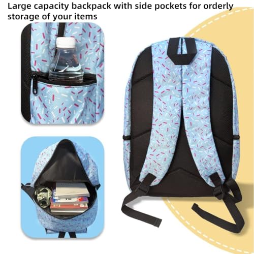 Ice Cream Backpack Kawaii Shoulder Bag Casual Cute Large Capacity Daypack Lightweight Backpacks,with Side Pockets,for Unisex (baby blue)4