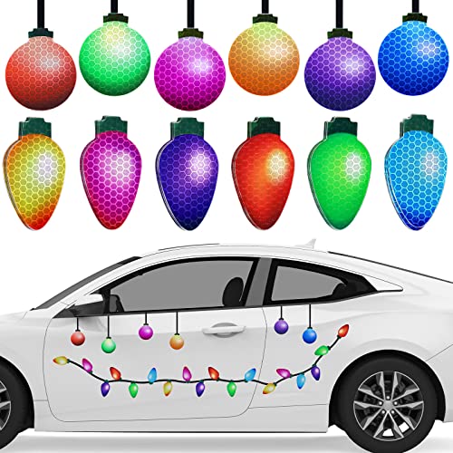 Whaline W5167 60Pcs Christmas Reflective Car Magnet 18Pcs Colorful Bulb Light Magnets 12Pcs Colorful Balls cover