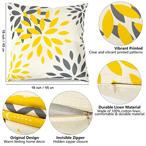 Kunoli Yellow Cushion Covers Set of 4, Outdoor Sofa Cushions Covers 18x18 inch - Image 3