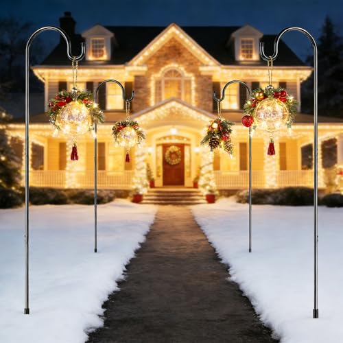 Image of GOFORWILD 49 Inch 6 Pack Adjustable Shepherd Hooks, Premium Metal | Garden Hook for Outdoor, Hanging Plant, Solar Lights, Lanterns, Bird Feeders, and Wedding Decor, Heavy Duty
