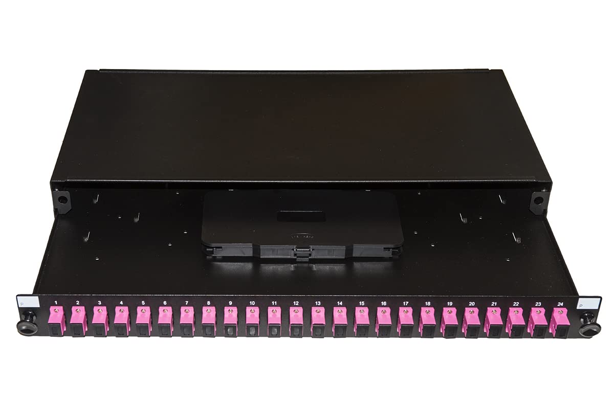 LINK LK24SC4 Panneau Fibre Optique 19" avec 24 adaptateurs SC SIMPLEX OM4, Profondeur 250 mm, Couleur Noire