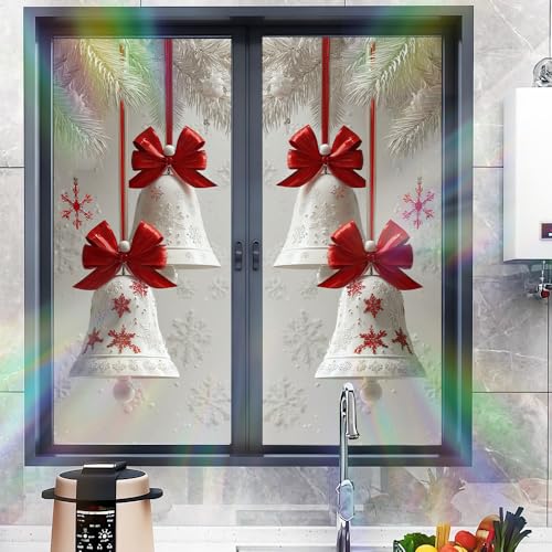 Image of Christmas White Bell Red Bow Window Film 17.32x39.37in Cling