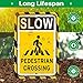 Slow Pedestrian Crossing Signs 18 x 12 Inches Metal Rust-Free Aluminum Weatherproof Outdoor Use Easy To Install 2 Pack