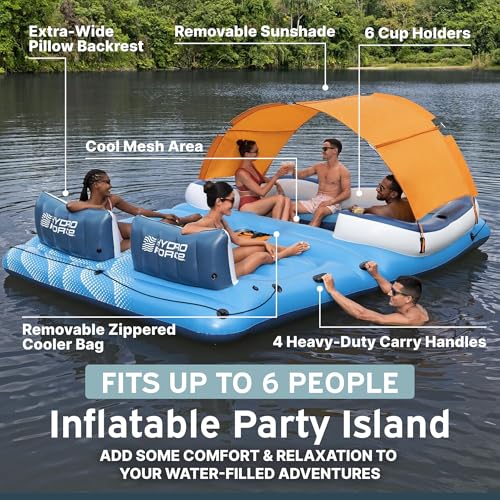 Image of Bestway CoolerZ Tropical Breeze Party Island, Large 6 Person Adult Inflatable Lounger Lake Float