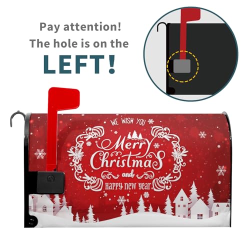 Image of Merry Christmas Mailbox Covers Magnetic 21x18 Inch Xmas Snowy Decorative Winter Mailbox Wrap Happy New Year Mail Box Decals Post Letter Box Cover for Home Garden Yard Outdoor Decor