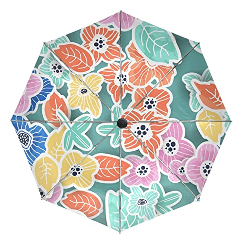 Parapluie automatique pliant coupe-vent protection UV fleur florale pour femmes fille