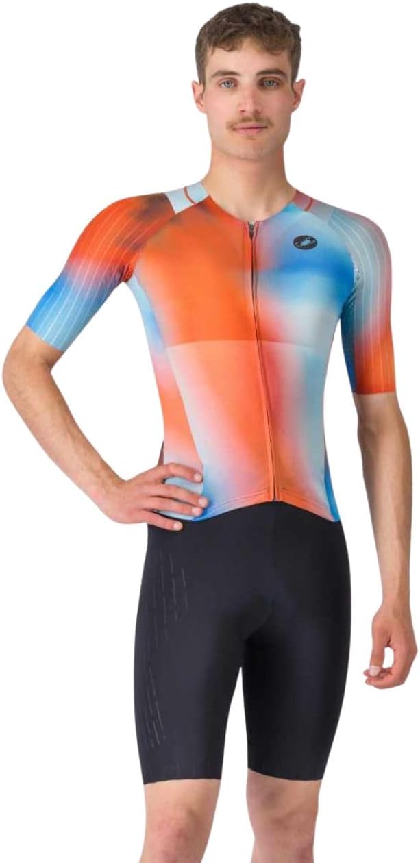 CASTELLI Men’s Sanremo 3 Suit Short Sleeve, Cycling Race Swim Bike Run, Aerodynamic Triathlon Suit with Tri Seat Pad