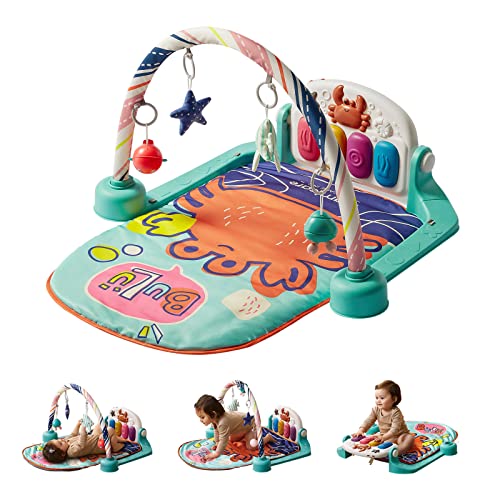 Image of bc babycare Baby Tummy Time Mat with Music Activity Play Gym Mat Kick and Play Piano for Newborn Toddler Boys Girl 0 3 6 9 12 Months