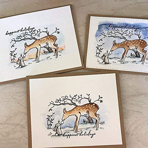Set Fustelle E Timbri Have A Snow Happy Day: Coniglio Pupazzo Di Neve, Per Biglietti Fai Da Te, Scrapbooking E Decorazioni Natalizie