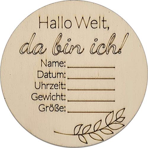 Mr. Ladele Meilensteine inkl. Stoffbeutel Holz rund mit floralem Muster für Babys Erinnerung Mein erstes Jahr Geschenk zur Geburt Babyparty Taufe (Geburtstafel einzeln) Cover