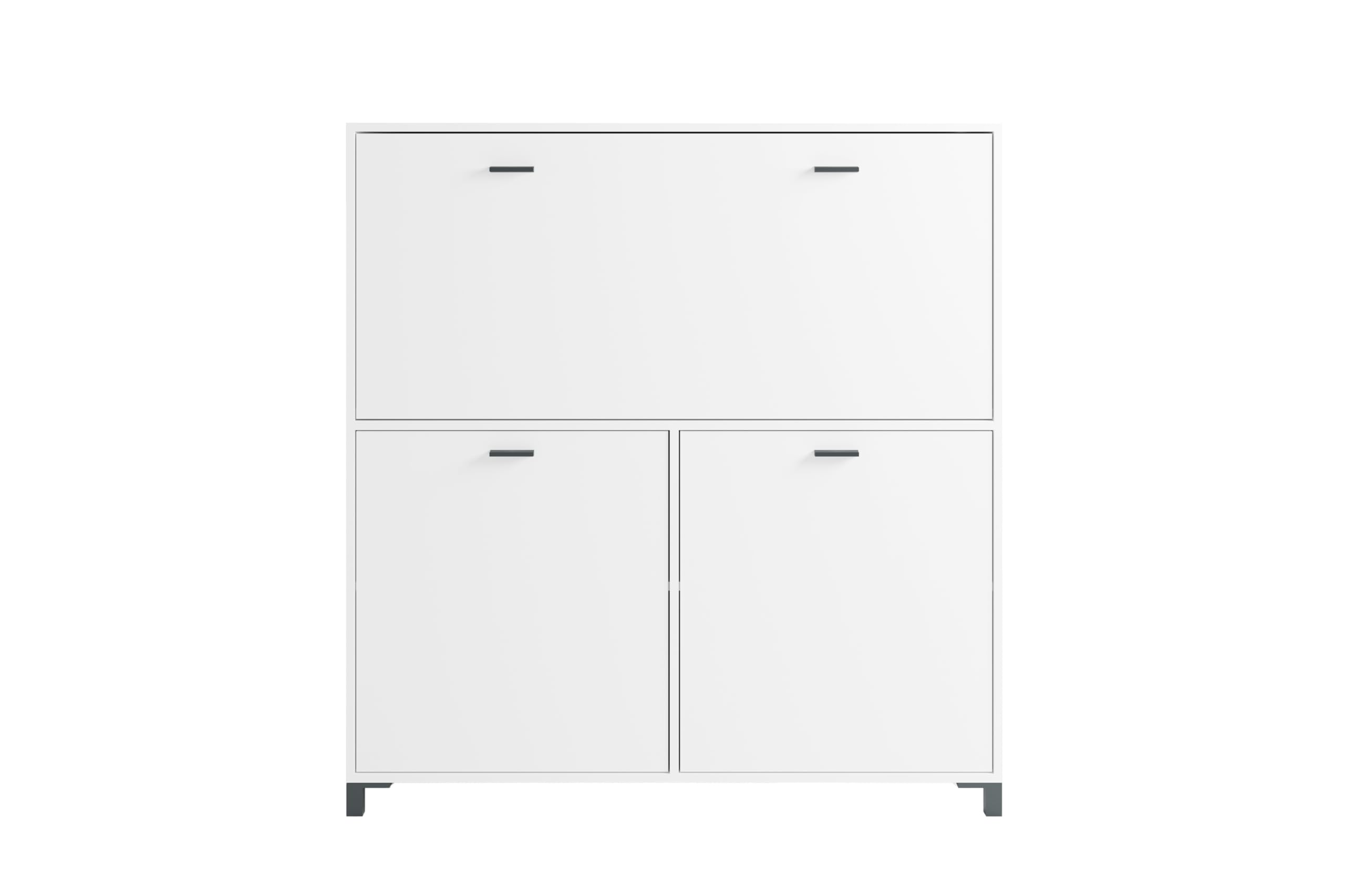 byLIVING Secrétaire Montana/Secrétaire Blanc Mat/Armoire de Bureau avec 1 Rabat et 2 Portes/poignées Noires/L 120, H 127, P 40 cm