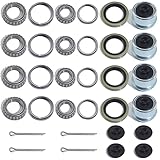 GREPSPUD 4Sets L68149 L44649 Trailer Axle Hub Bearings Kit with 171255TB Grease Seals, 1.98'' Trailer Dust...