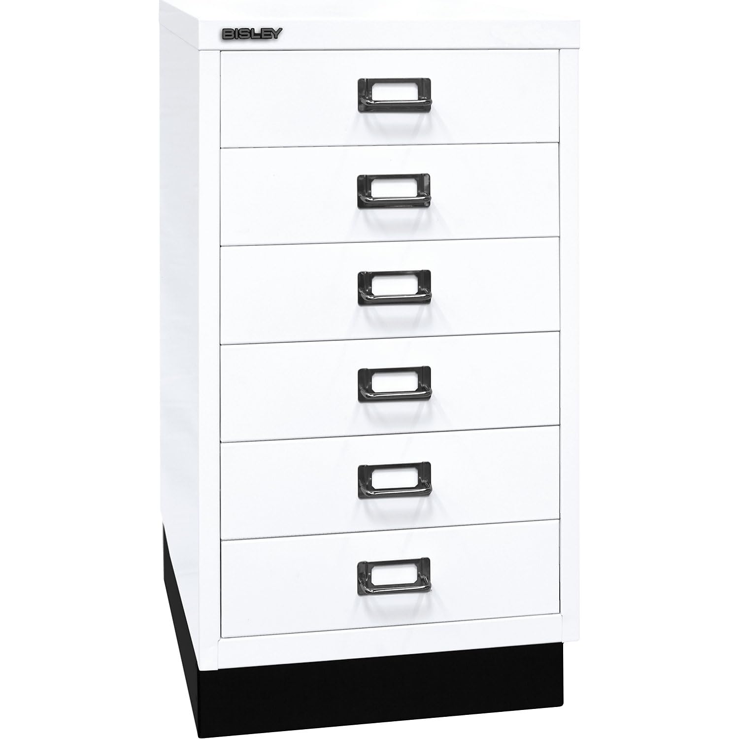 BISLEY MultiDrawer, 29er Serie mit Sockel, DIN A3, 6 Schubladen, Metall, 696 Verkehrsweiß, 43.2 x 34.9 x 67 cm