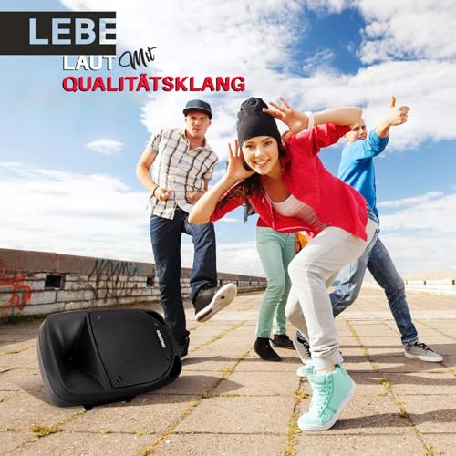 Pyle PA Lautsprecher, 1200W Bluetooth Lautsprecher, Tragbare Musikbox mit Akku & Mikrofon, Karaoke Maschine für Party, Events, Terrasse, Outdoor, USB, SD, AUX, LED-Anzeige, EQ