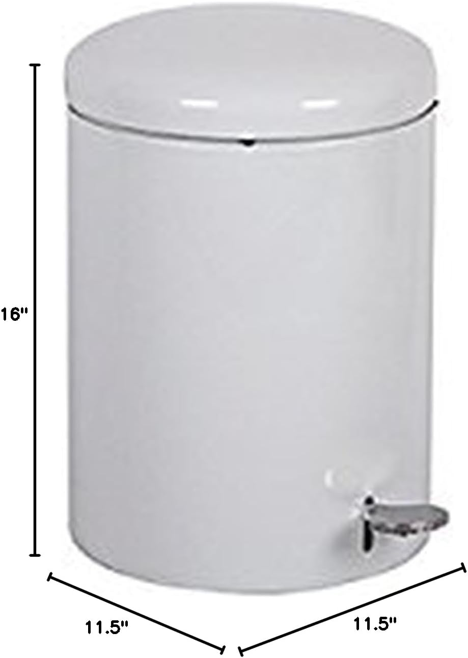 WITT 2240WH Step On Metal Biohazard Waste Container, 4gal Capacity, 11-1/2" Diameter x 16" Height, White