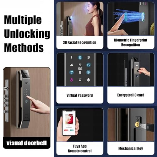 Cerradura de puerta inteligente con cámara y reconocimiento de huellas dactilares para control de acceso de video de seguridad en el hogar