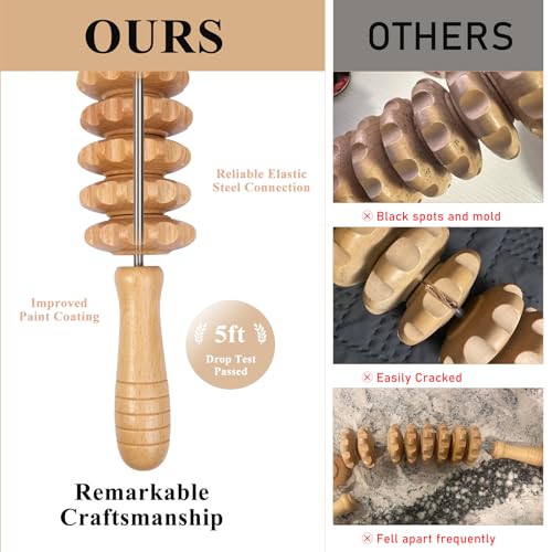 Image of Cellulite Massage Tool Wood Therapy Massage Tools Fascia Blaster Cellulite Roller Lymphatic Drainage Massager Deep Tissue Massage Stick for Legs Thighs Muscle Relief Recovery(White 9-Wheel)