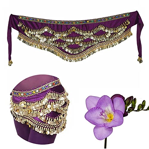 Aatpuss Ceinture Foulard de Danse Orientale, Ceinture de Danse Orientale, Ceinture de Danse Orientale, pour in Représentations Sur Scène, Représentations D'anniversaire(Violet Foncé) Cover