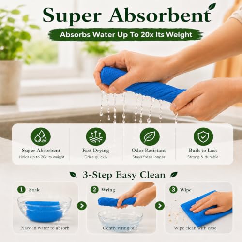 Image of 10 Pcs Multicolor Swedish Dishcloths for Kitchen, Washable German Cellulose