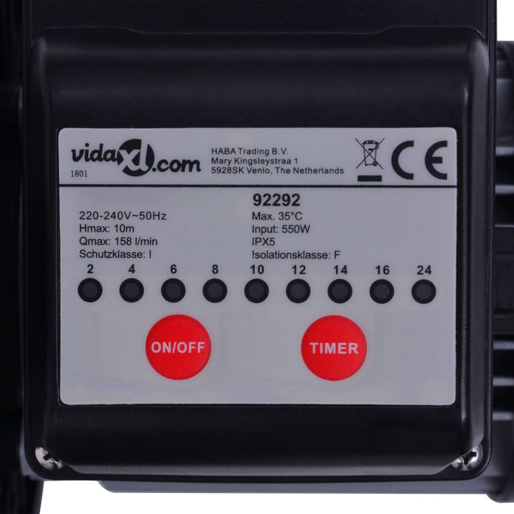 vidaXL Bomba Filtro de Arena con Temporizador 550 W Limpieza Patio Circulación Dispositivo Tanque Almacenamiento Agua Aire Libre Exterior Camping