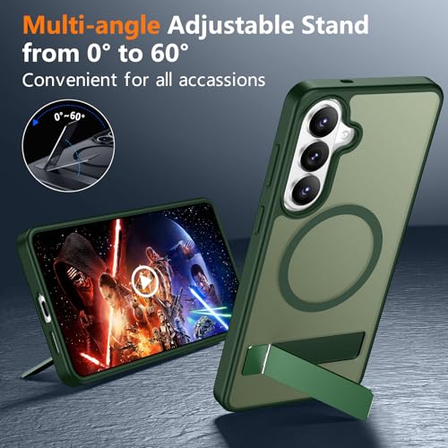 Image of SPIDERCASE Magnetic for Samsung Galaxy S26 Case, [3 Stand Ways][ Military Grade Drop Protection] with Invisible Stand Shockproof Slim Case for Samsung Galaxy S26 6.3 inch, Green