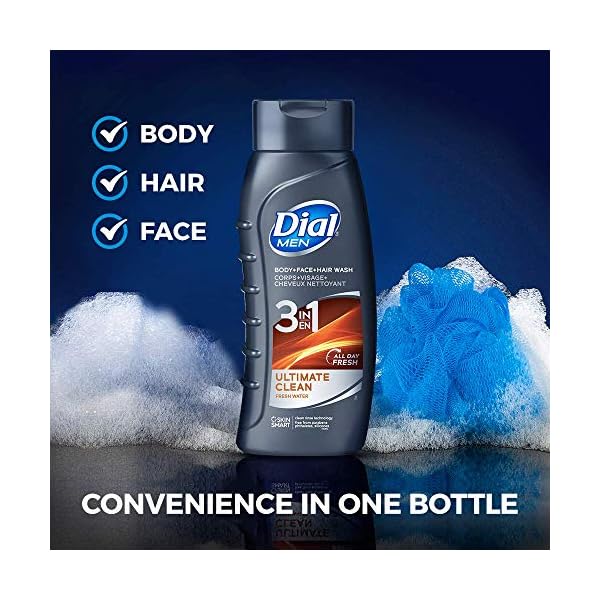Dial-Men-3in1-Body-Hair-and-Face-Wash-Ultimate-Clean-20-fl-oz-Pack-of-4 Dial Men 3in1 Body, Hair and Face Wash, Ultimate Clean, 20 fl oz , 4 Count (Pack of 1)