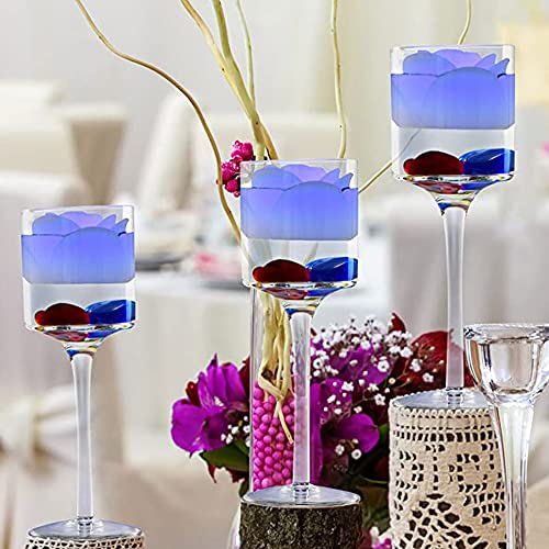 Image of Flameless LED Floating Candles - 2.5 inch Wax Rose with Flickering LED Battery Works 100+ Hours Waterproof Tealights for Cyliner Vases, Centerpieces at Weddings, Party, Pool, Holiday (12PACK, Multicolor)