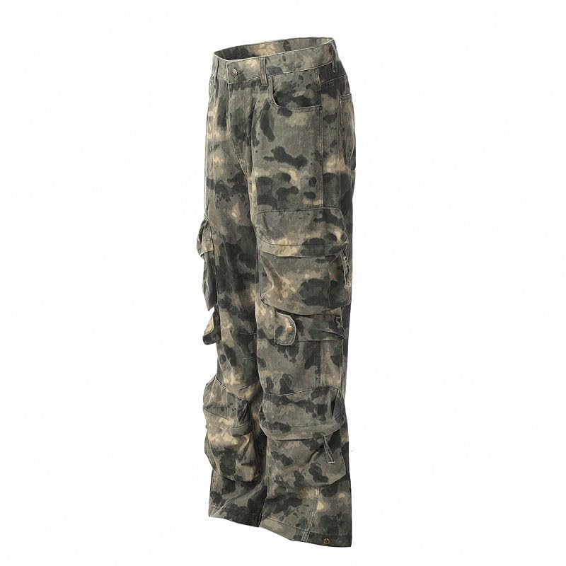 Men's Pants Loose Spring Summer American Streetwear Camouflage Multi-Pocket Cargo Trouser for Men3