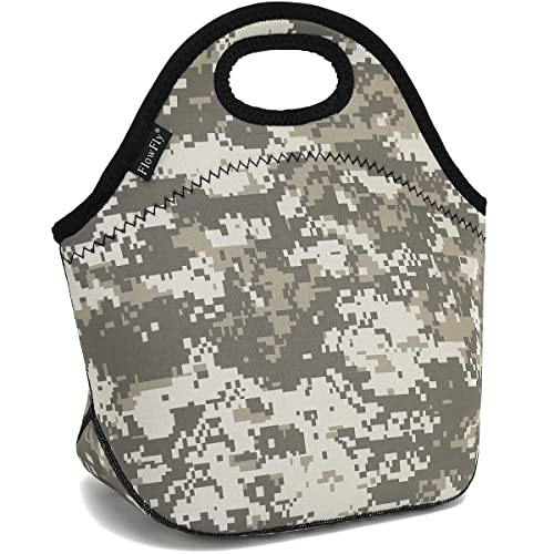 Flowfly Neoprene Lunch Tote Insulated Thermal Reusable Lunch Bag Box For Boys Men With Zipper (Digital Camo) #TOP7