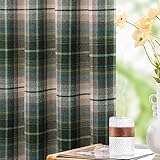 always4u 100% Blickdichter Vorhang Karierte Gardinen mit Ösen, Wärmeisolierende Verdunkelungsvorhänge für Schlafzimmer, Klassische Tartan Vorhänge Wolloptik Vintage, Mehrfarbig, 2er Pack B140xH175cm