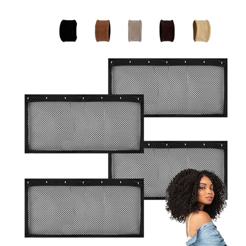 CRUIFU Lock Curly Hair Stretcher and Length Maintainer - Prevent Shrinkage with No-Heat Styling Net for An Elongated Look Includes: 5 Elastic Hair Ties(13IN*4PCS)