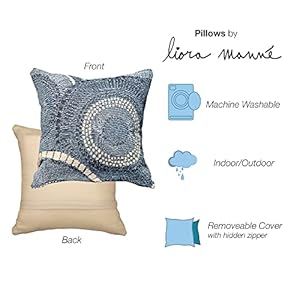 Liora Manne Marina IndoorOutdoor Power Loomed Easy Care Pillows 18 x 18 Inch Circles Delft