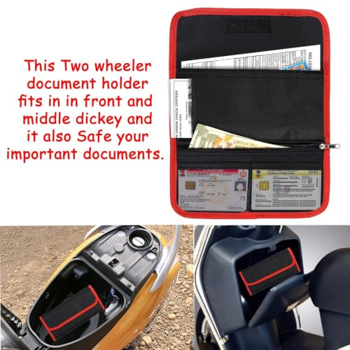 Image of Storite Two Wheeler /Car Document Holder, Vehicle Document Storage Wallet for Registration & Insurance Card, Driving Licence, RC Book, PUC- Brown-23.5 x 11 cm (2Pk-Red /Black)