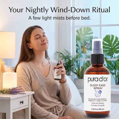 PURA D'OR 3.38 Oz Sleep Ease Spray – Relaxing Mist with Botanical Extracts – Infused with Melatonin, Magnesium & GABA – Supports Tranquility & Relaxation - image 4