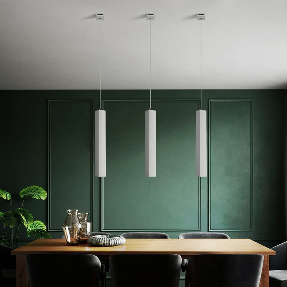 Candelabro LED De Tubo Largo Columna Cuadrada Lámpara Colgante Aluminio Luz Colgante Nórdica Isla De Cocina Luz De Suspensión Luz Ambiental De Cabecera Luces De Techo Iluminación