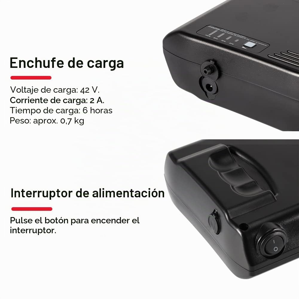 SEASON Batería 36V Bicicleta eléctrica de Recambio 10.4Ah E-Bike Lithium-Ion Battery para MIFA Zündapp, Sistema de propulsión Bafang o Ansmann