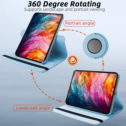 Image of TGK 360 Rotatable Smart Flip Cover for Lenovo Idea Tab Pro 12.7 Inch 2025 TB-373FU TB-375FC Tablet Case (Sky Blue)