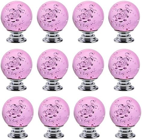 Transparent Decorative Cute Bubbles Crystal Glass Ball Shape Knobs/Handles/Pulls for Kitchen Cabinets,Cupboards,Wardrobe,Drawer,Dresser, Closet,Checkroom (Set of 12 PCS)
