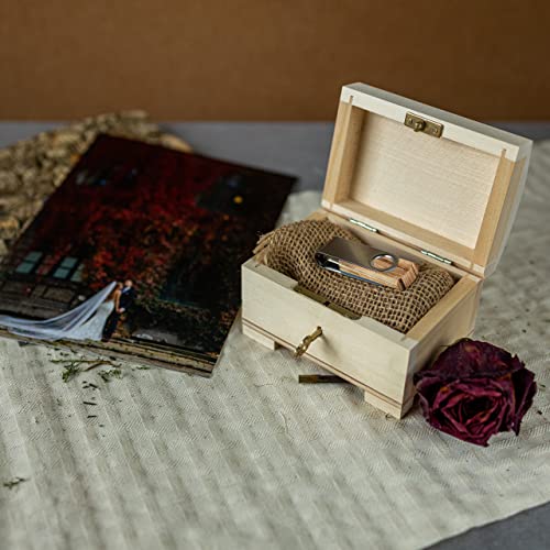 Creative Deco Small Wooden Jewelry Box | Lockable Storage Box With Lock & Key | 4.17 X 2.95 X 2.95 In | Plain, Unpainted & Unfinished | Keepsake Trinket Treasure Chest #TOP4