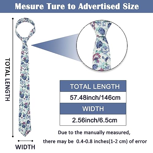 Image of Mantieqingway Men's Cotton Floral Neck Tie 2.56'' Printed Skinny Tie