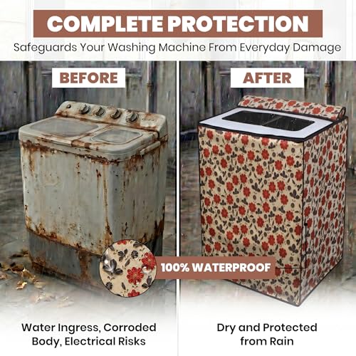 Image of DREAM CARE Waterproof & Dustproof Washing Machine Cover Top Load & Semi Automatic Suitable for 7 kg, 7.2 kg, 7.5 kg (83 x 95 x 51 cms)