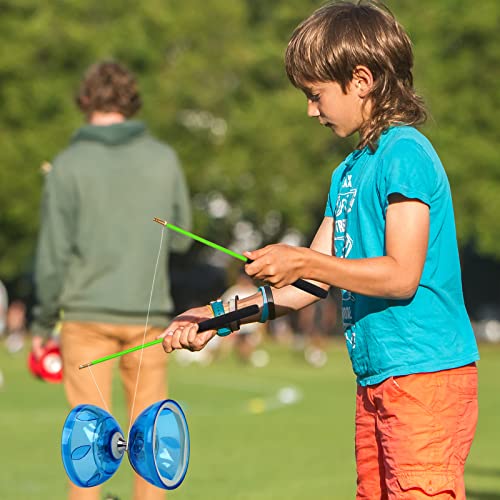 bodyrhythm five bearings chinese diabolo yoyo set with fiberglass sticks adjustable strings for all ages - best for fitness and tricks blue