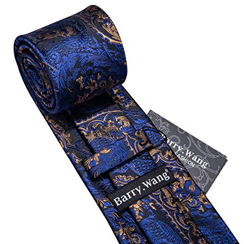 Image of Barry.Wang Paisley Tie Fashion Set Hanky Cufflinks Neckties for Men Woven Silk